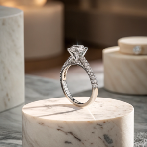 Silver Finish Artificial Crystal Ring