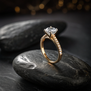 Gold Finish Artificial Engagement-Style Ring